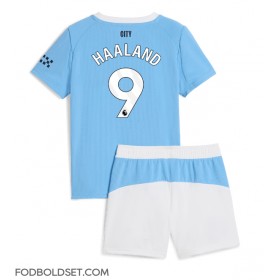 Manchester City Erling Haaland #9 Hjemme Trøje Børn 2025-26 Kortærmet (+ Korte bukser)